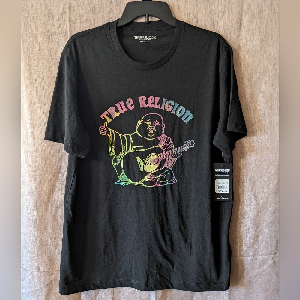 🌷True Religion Tie Dye Buddha Logo Graphic Crewneck T-Shirt Size L NWT